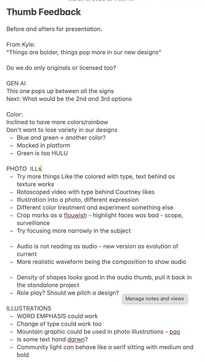 Person B's typed meeting notes — structure attempted, not committed